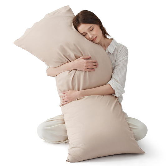 Bedsure Pillow Cases Queen, Cooling Pillow Cases, Rayon Derived from Bamboo Dark Grey Pillowcases Queen Size Set of 2, Breathable & Soft Bedding Pillow Cover with Envelope Closure,Gifts, 20x30 Inches