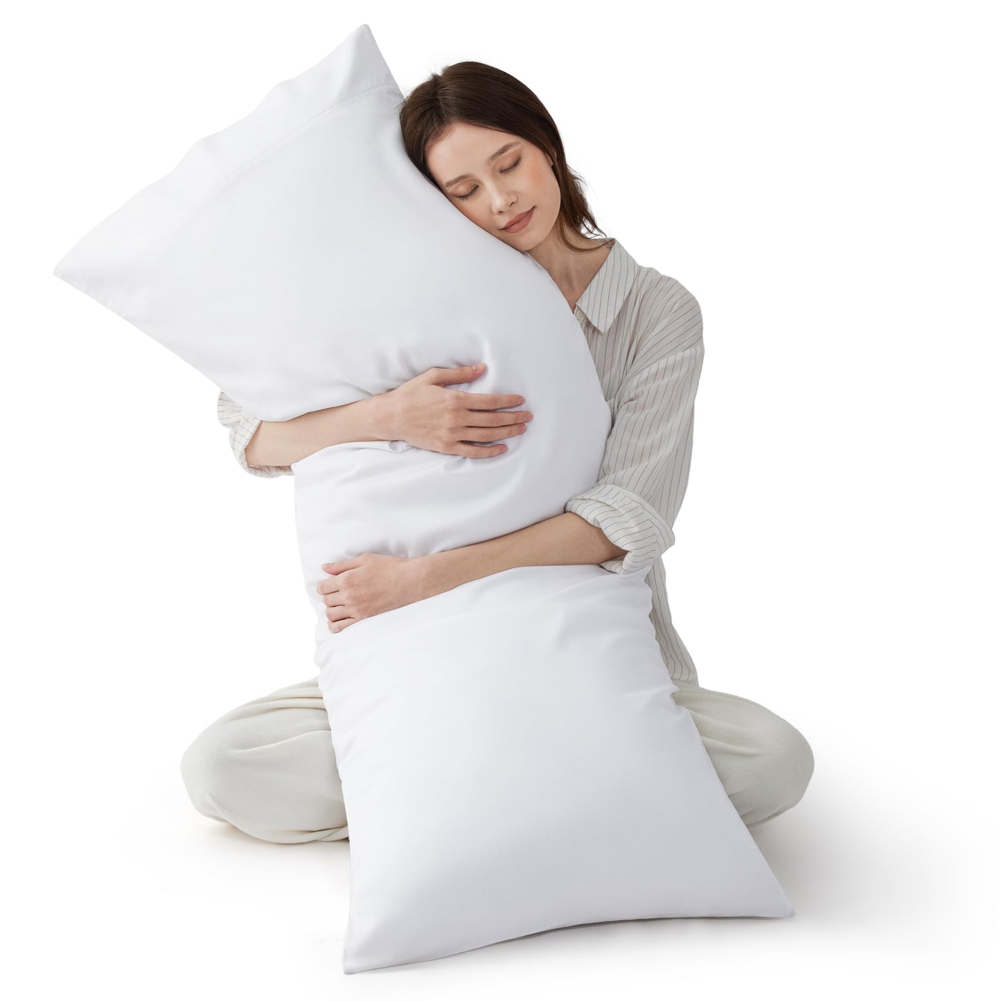 Bedsure Pillow Cases Queen, Cooling Pillow Cases, Rayon Derived from Bamboo Dark Grey Pillowcases Queen Size Set of 2, Breathable & Soft Bedding Pillow Cover with Envelope Closure,Gifts, 20x30 Inches