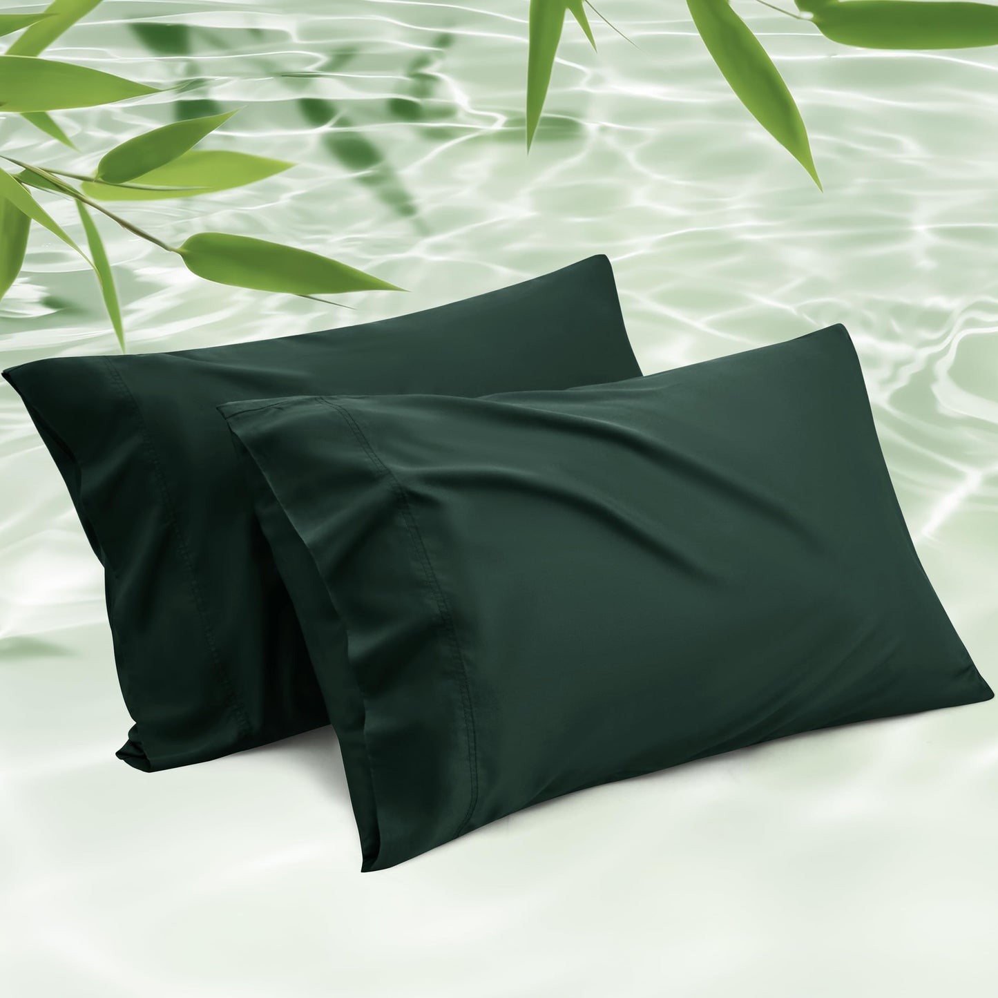 Bedsure Pillow Cases Queen, Cooling Pillow Cases, Rayon Derived from Bamboo Dark Grey Pillowcases Queen Size Set of 2, Breathable & Soft Bedding Pillow Cover with Envelope Closure,Gifts, 20x30 Inches
