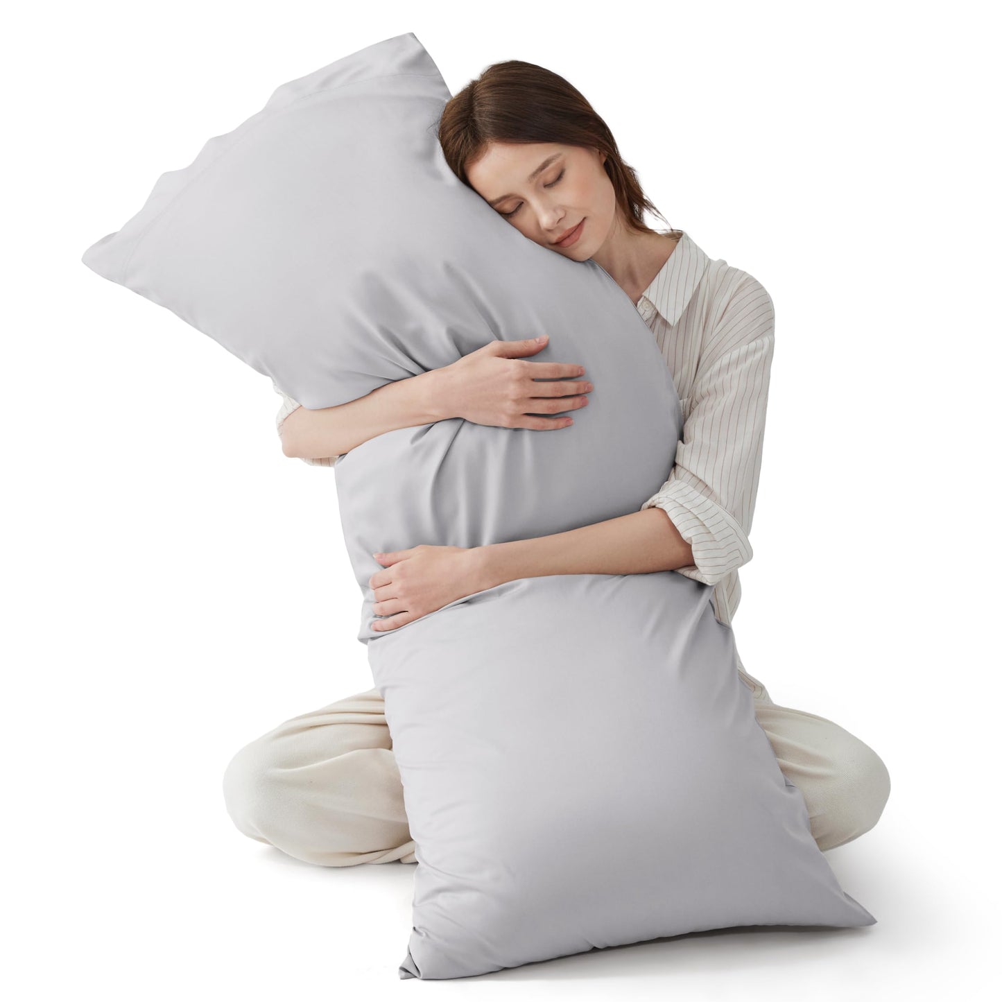 Bedsure Pillow Cases Queen, Cooling Pillow Cases, Rayon Derived from Bamboo Dark Grey Pillowcases Queen Size Set of 2, Breathable & Soft Bedding Pillow Cover with Envelope Closure,Gifts, 20x30 Inches