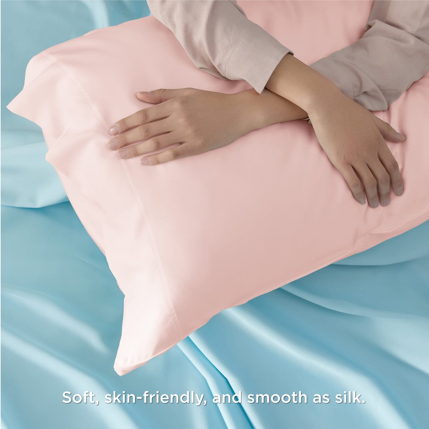 Bedsure Pillow Cases Queen, Cooling Pillow Cases, Rayon Derived from Bamboo Dark Grey Pillowcases Queen Size Set of 2, Breathable & Soft Bedding Pillow Cover with Envelope Closure,Gifts, 20x30 Inches