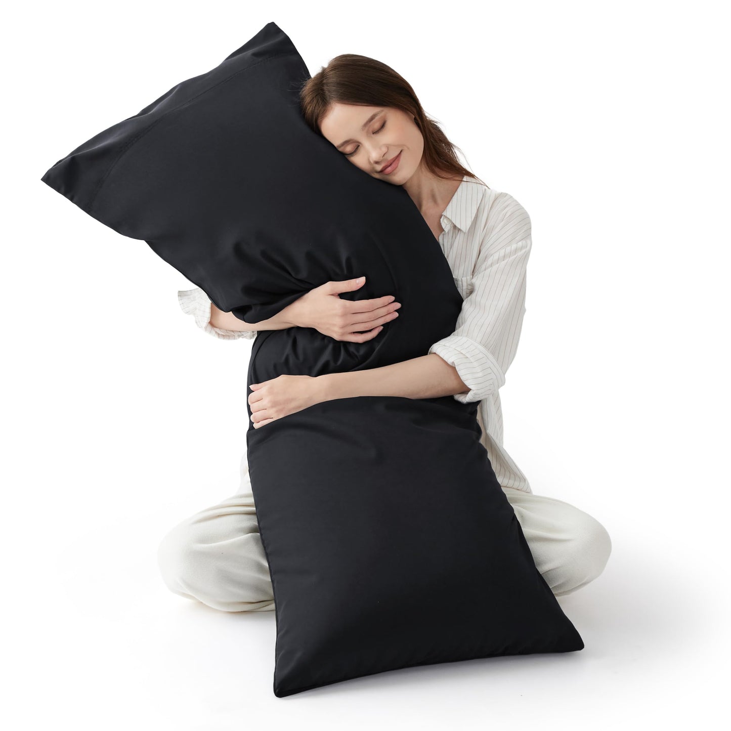 Bedsure Pillow Cases Queen, Cooling Pillow Cases, Rayon Derived from Bamboo Dark Grey Pillowcases Queen Size Set of 2, Breathable & Soft Bedding Pillow Cover with Envelope Closure,Gifts, 20x30 Inches