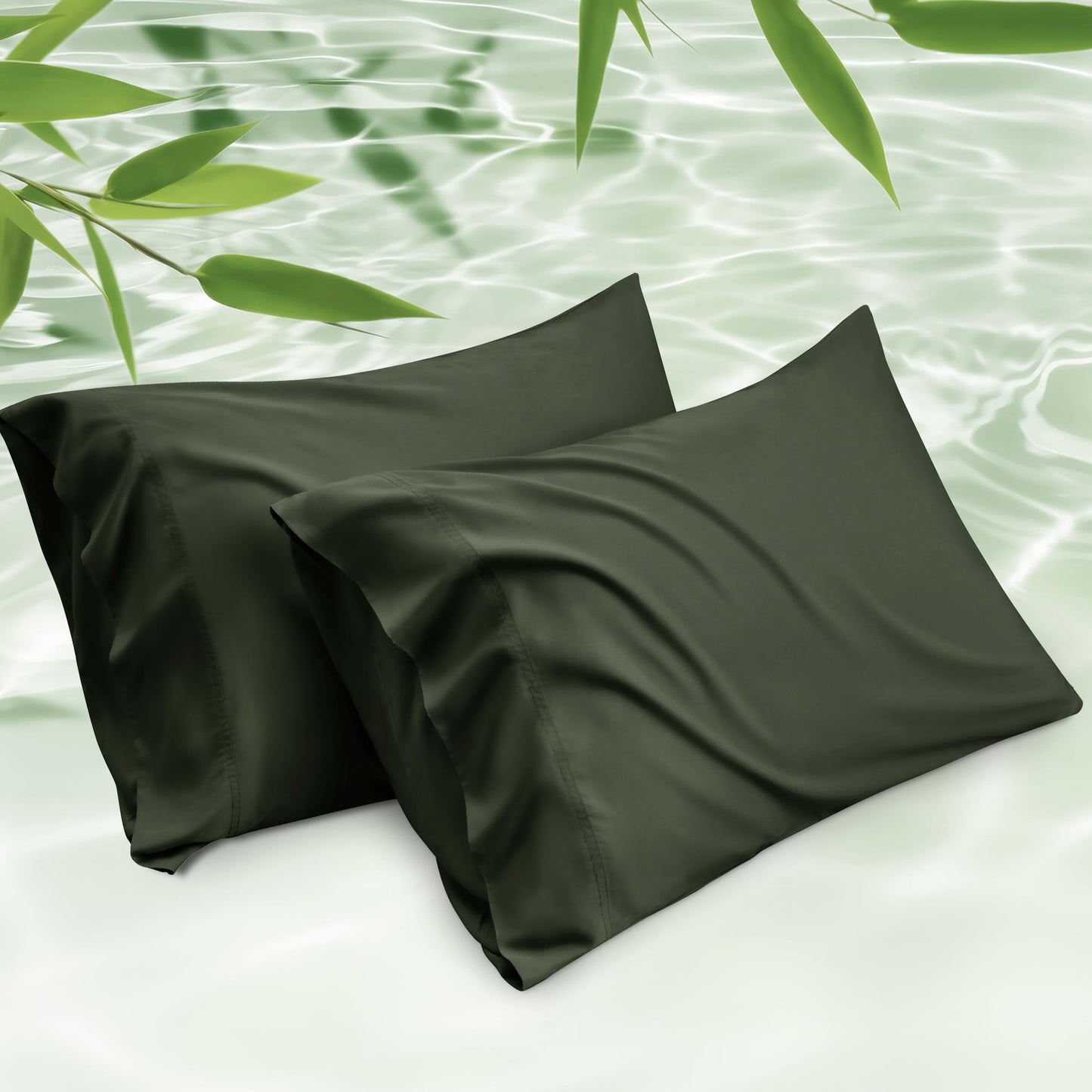 Bedsure Pillow Cases Queen, Cooling Pillow Cases, Rayon Derived from Bamboo Dark Grey Pillowcases Queen Size Set of 2, Breathable & Soft Bedding Pillow Cover with Envelope Closure,Gifts, 20x30 Inches