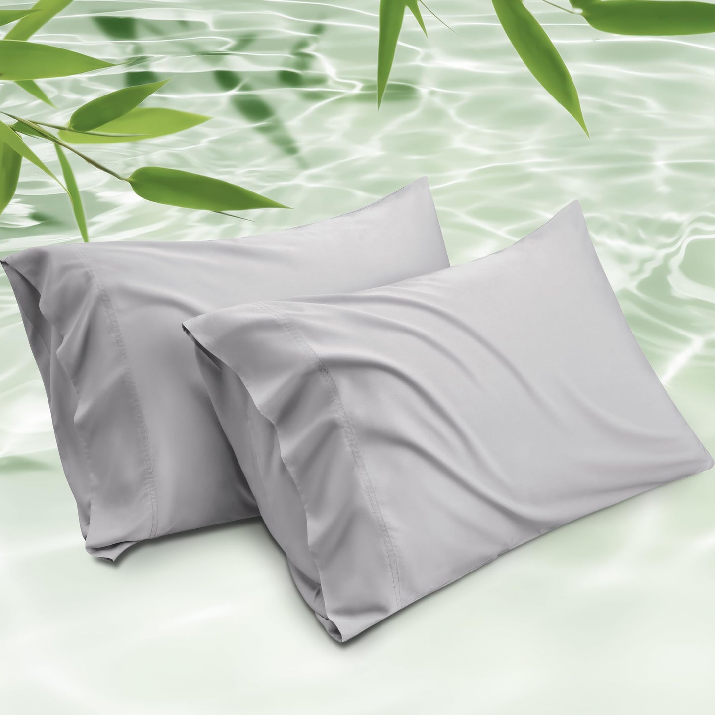 Bedsure Pillow Cases Queen, Cooling Pillow Cases, Rayon Derived from Bamboo Dark Grey Pillowcases Queen Size Set of 2, Breathable & Soft Bedding Pillow Cover with Envelope Closure,Gifts, 20x30 Inches