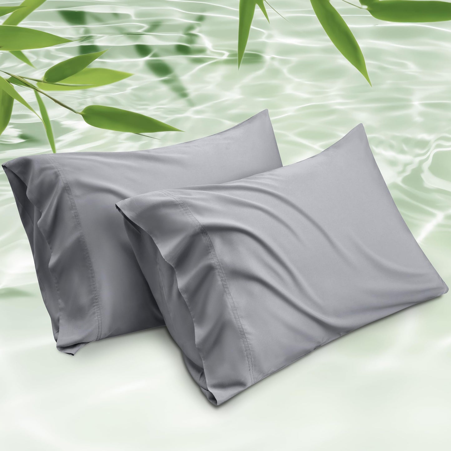 Bedsure Pillow Cases Queen, Cooling Pillow Cases, Rayon Derived from Bamboo Dark Grey Pillowcases Queen Size Set of 2, Breathable & Soft Bedding Pillow Cover with Envelope Closure,Gifts, 20x30 Inches