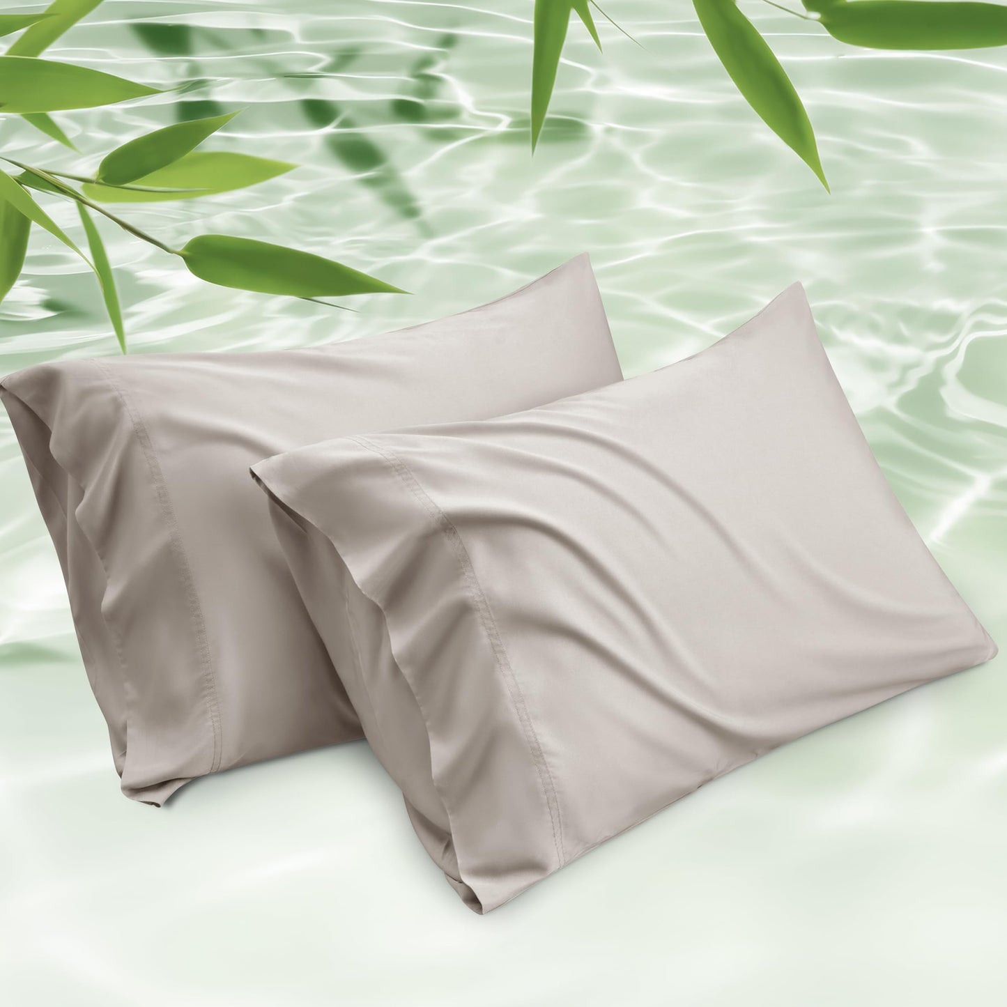 Bedsure Pillow Cases Queen, Cooling Pillow Cases, Rayon Derived from Bamboo Dark Grey Pillowcases Queen Size Set of 2, Breathable & Soft Bedding Pillow Cover with Envelope Closure,Gifts, 20x30 Inches