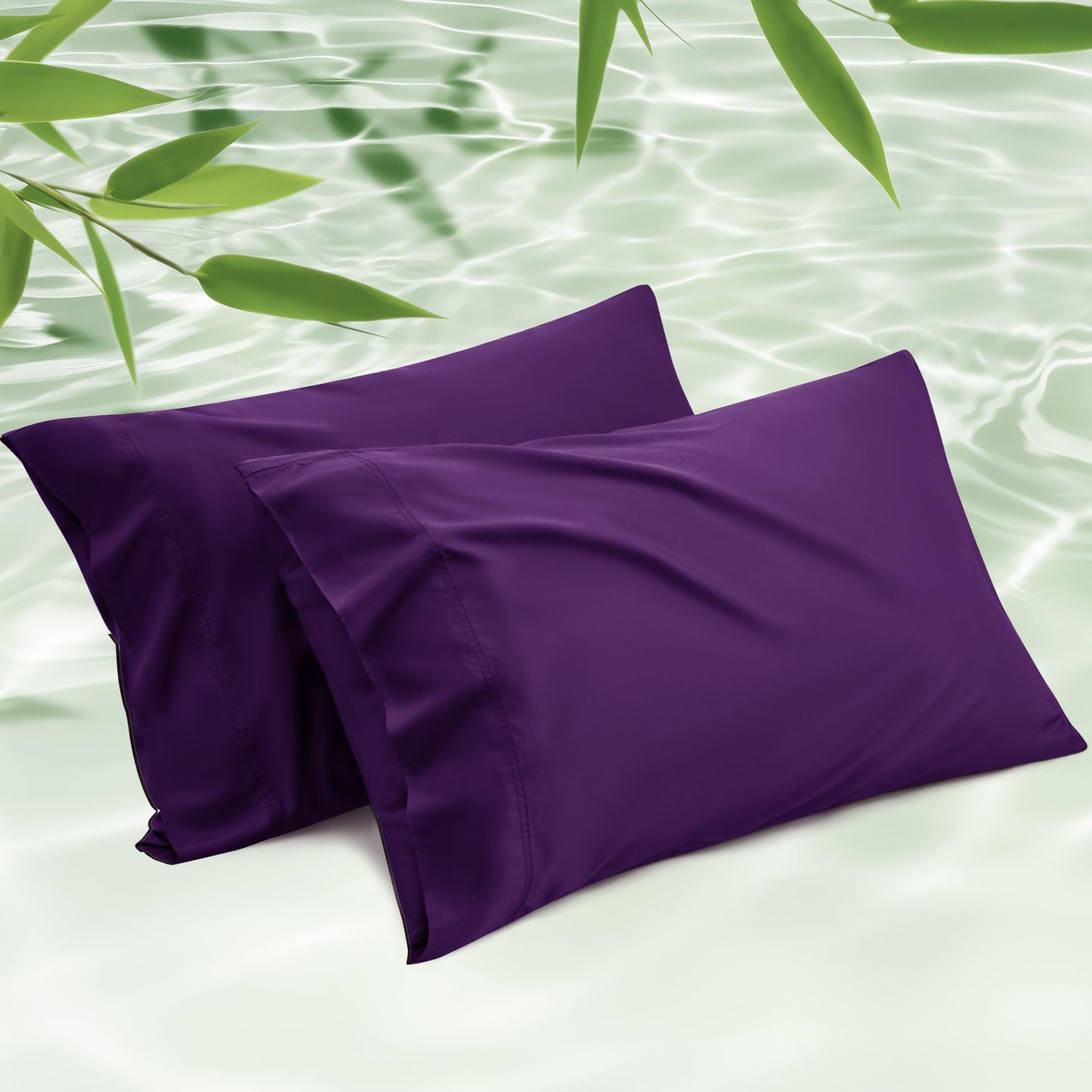 Bedsure Pillow Cases Queen, Cooling Pillow Cases, Rayon Derived from Bamboo Dark Grey Pillowcases Queen Size Set of 2, Breathable & Soft Bedding Pillow Cover with Envelope Closure,Gifts, 20x30 Inches