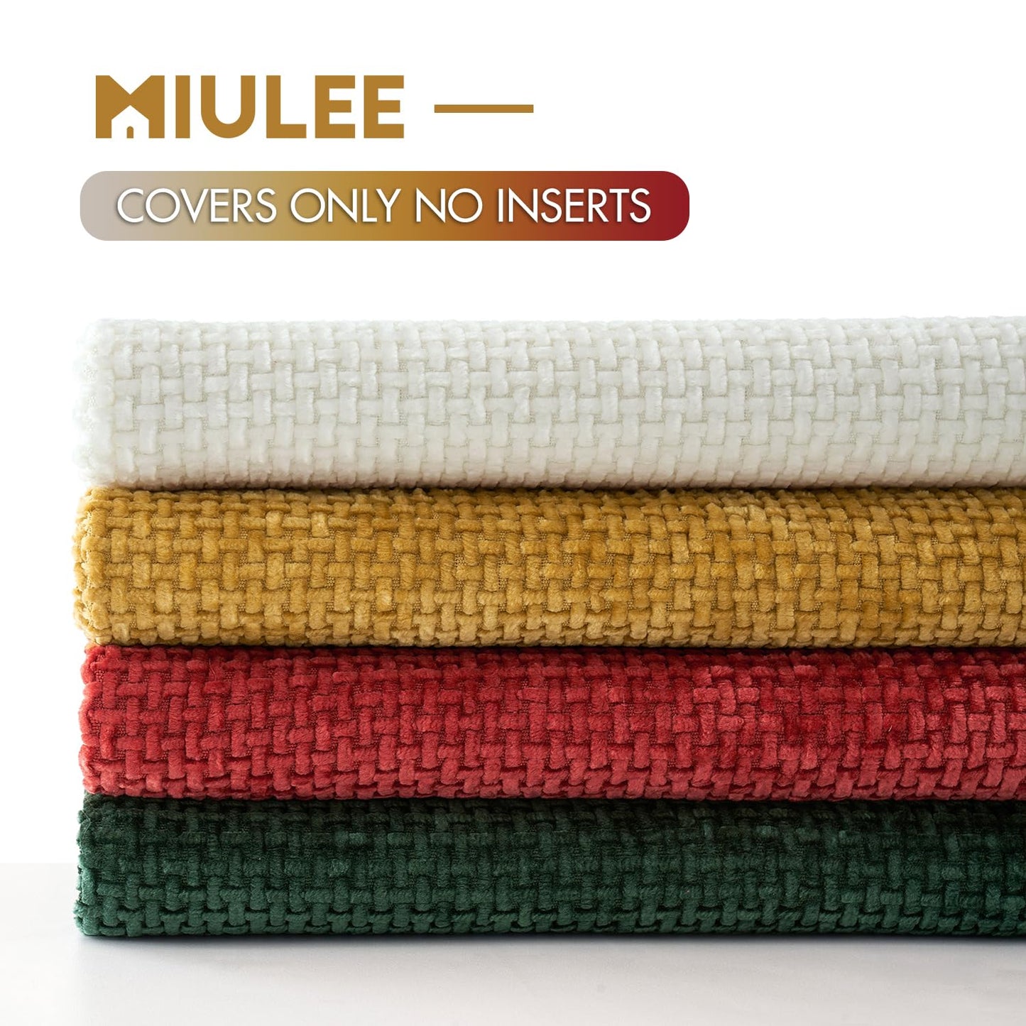 MIULEE Pack of 4 Couch Throw Pillow Covers 18x18 Inch Neutral Soft Decorative Chenille Pillow Covers Farmhouse Boho Cushion Covers for Mid Century Modern Home Decor Sofa Bedroom Living Room