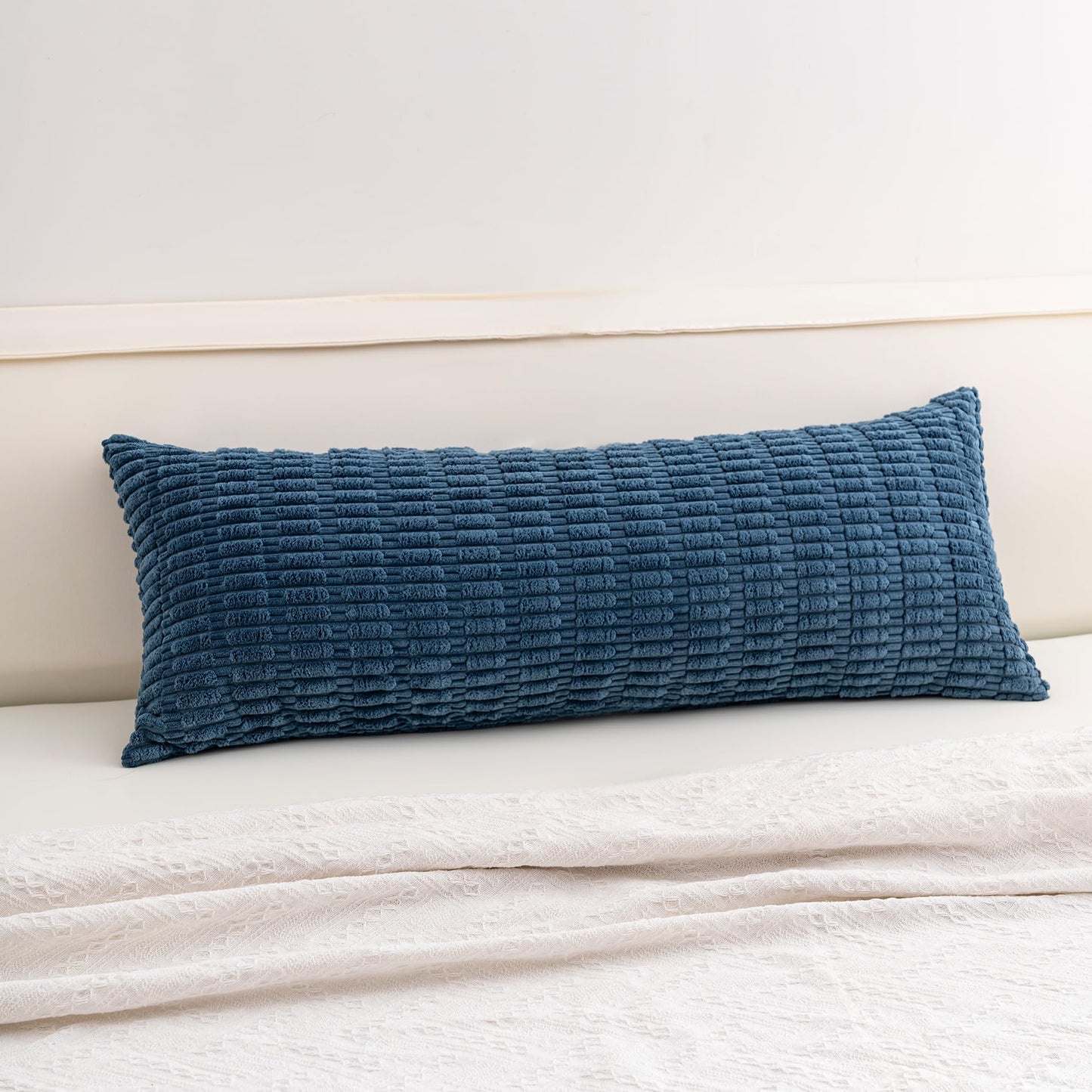 Pack of 2 Corduroy Decorative Throw Pillow Covers 18x18 Inch Soft Striped Pillow Covers Modern Farmhouse Home Decor for Sofa Living Room Couch Bed(Cream White)