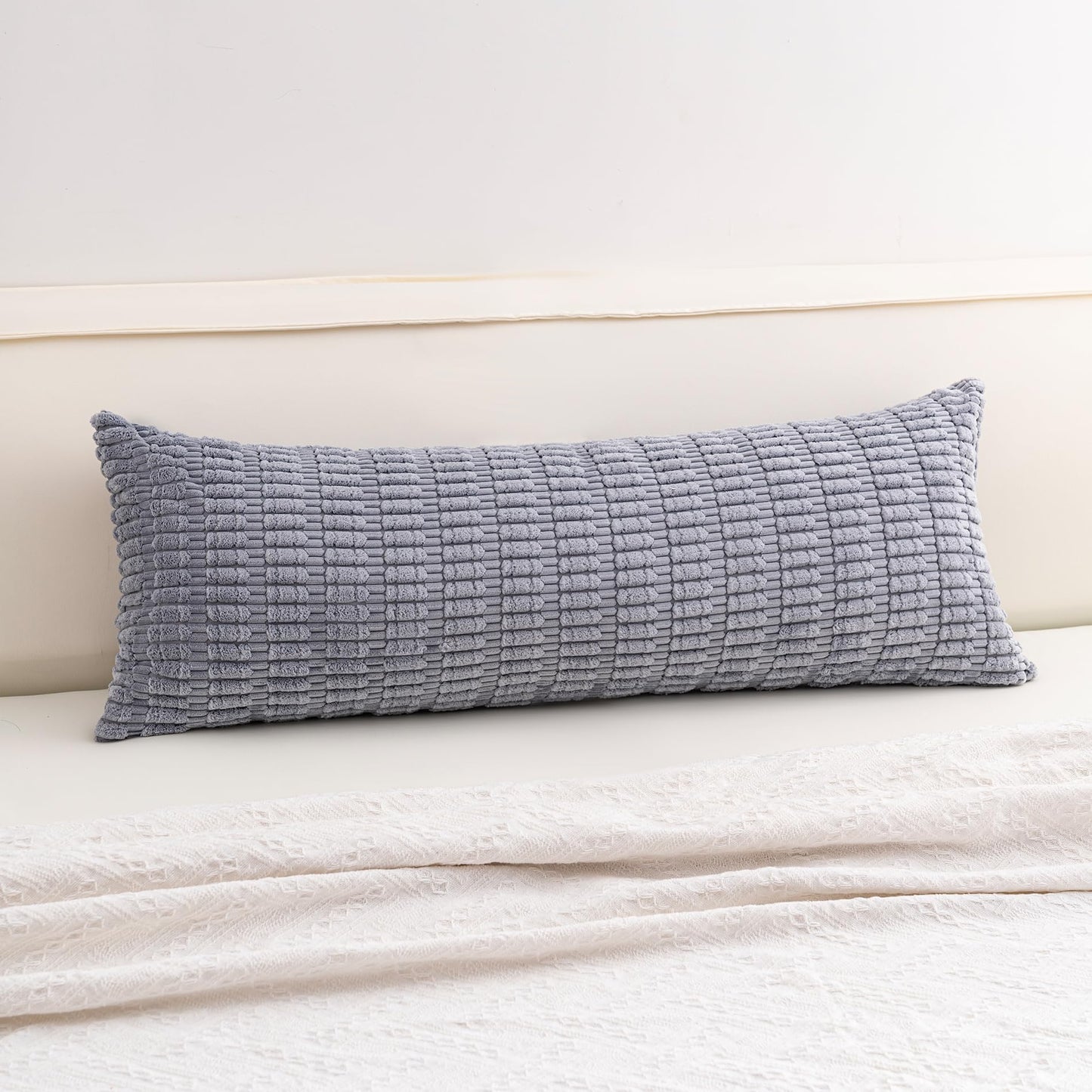 Pack of 2 Corduroy Decorative Throw Pillow Covers 18x18 Inch Soft Striped Pillow Covers Modern Farmhouse Home Decor for Sofa Living Room Couch Bed(Cream White)