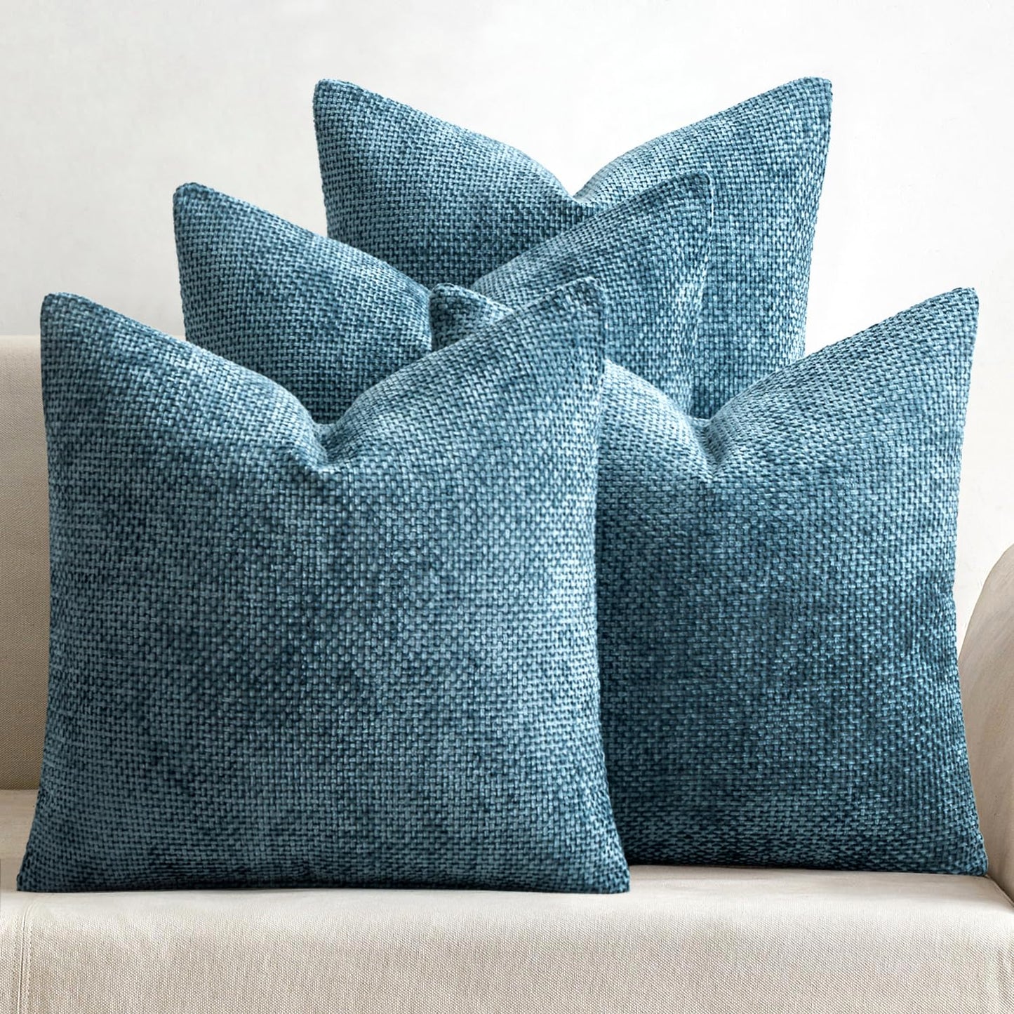 MIULEE Pack of 4 Couch Throw Pillow Covers 18x18 Inch Neutral Soft Decorative Chenille Pillow Covers Farmhouse Boho Cushion Covers for Mid Century Modern Home Decor Sofa Bedroom Living Room