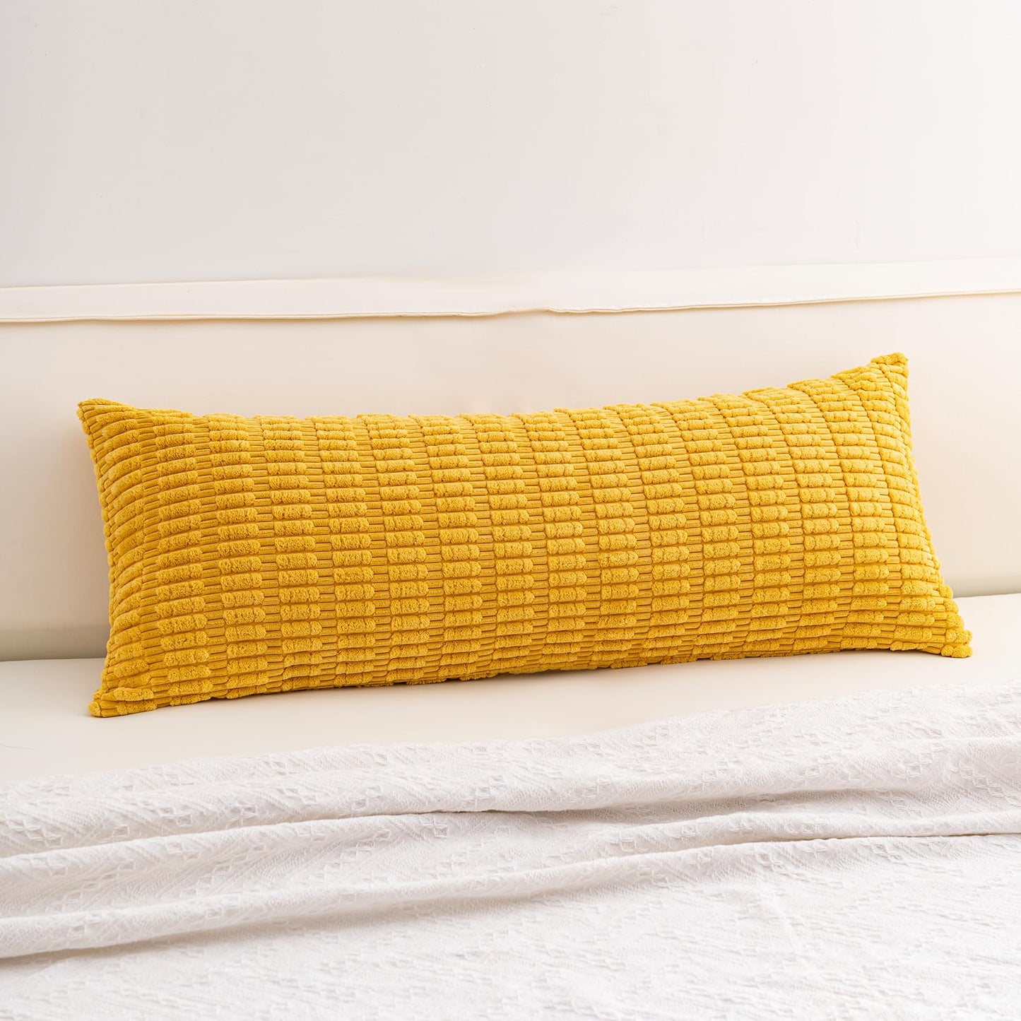 Pack of 2 Corduroy Decorative Throw Pillow Covers 18x18 Inch Soft Striped Pillow Covers Modern Farmhouse Home Decor for Sofa Living Room Couch Bed(Cream White)