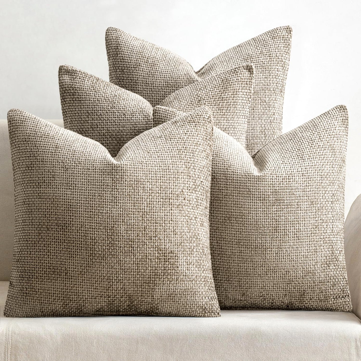 MIULEE Pack of 4 Couch Throw Pillow Covers 18x18 Inch Neutral Soft Decorative Chenille Pillow Covers Farmhouse Boho Cushion Covers for Mid Century Modern Home Decor Sofa Bedroom Living Room