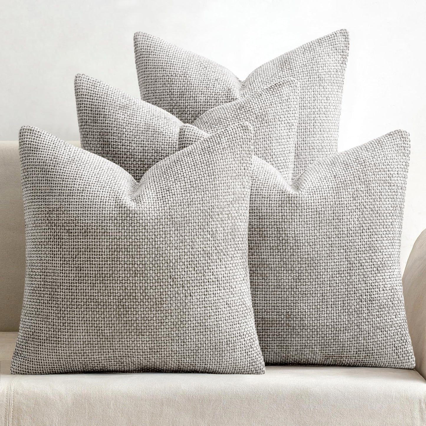 MIULEE Pack of 4 Couch Throw Pillow Covers 18x18 Inch Neutral Soft Decorative Chenille Pillow Covers Farmhouse Boho Cushion Covers for Mid Century Modern Home Decor Sofa Bedroom Living Room