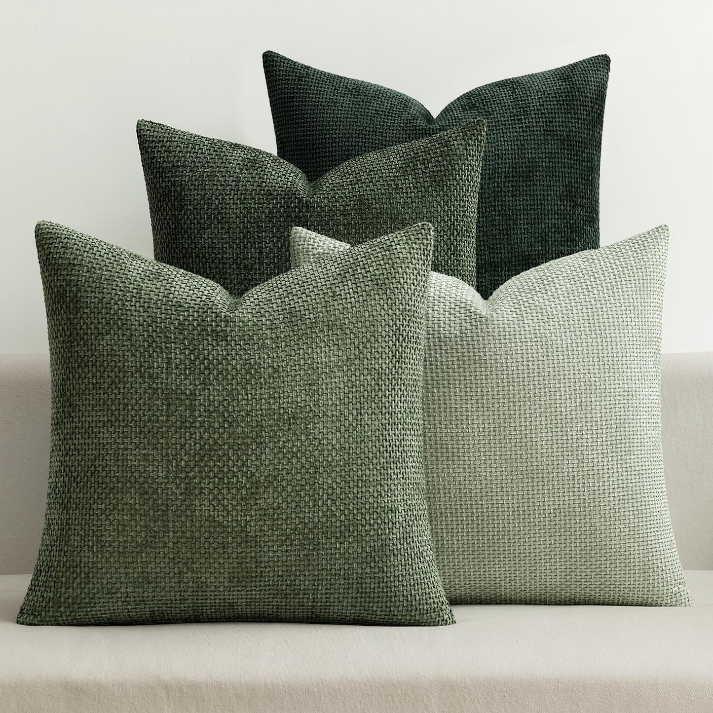 MIULEE Pack of 4 Couch Throw Pillow Covers 18x18 Inch Neutral Soft Decorative Chenille Pillow Covers Farmhouse Boho Cushion Covers for Mid Century Modern Home Decor Sofa Bedroom Living Room
