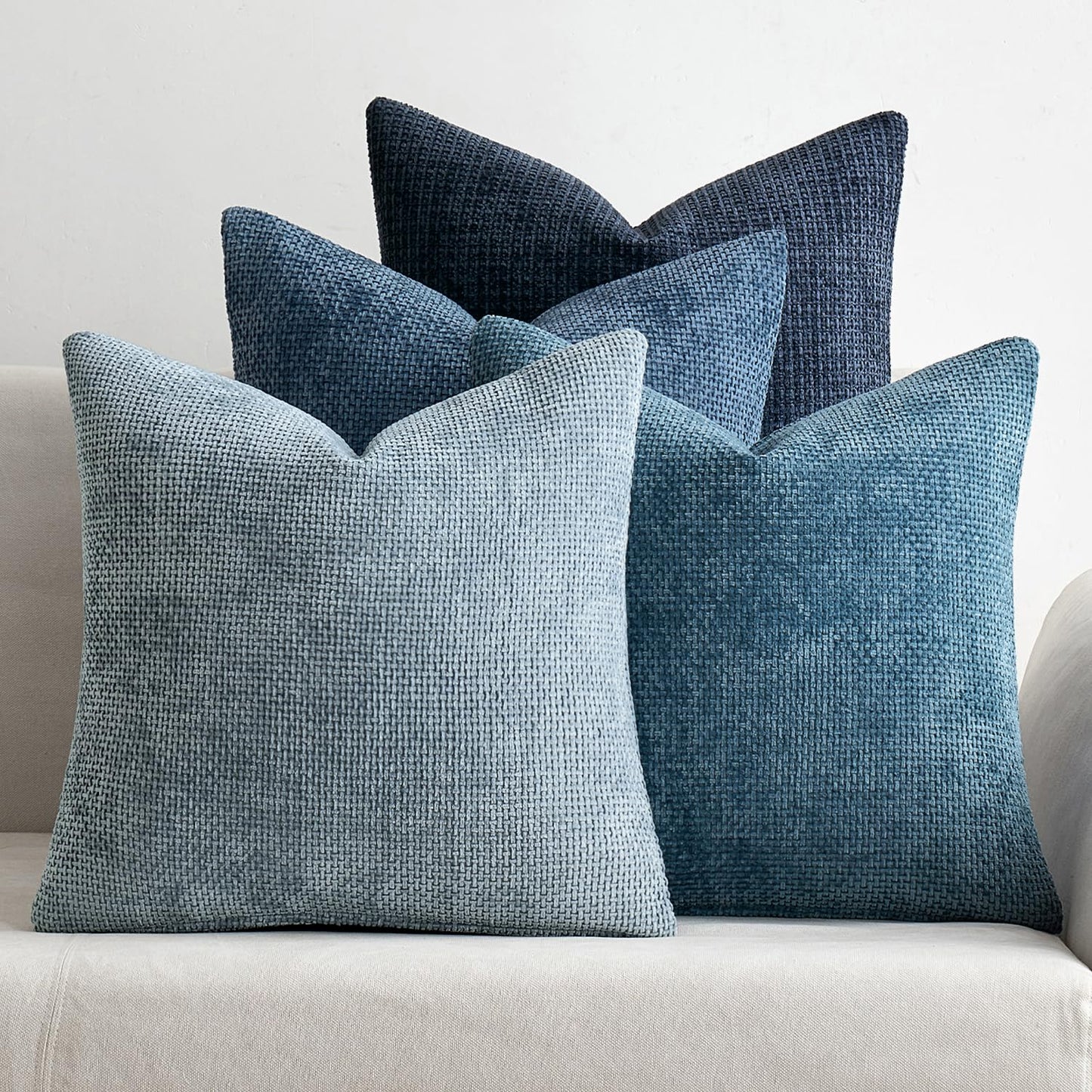 MIULEE Pack of 4 Couch Throw Pillow Covers 18x18 Inch Neutral Soft Decorative Chenille Pillow Covers Farmhouse Boho Cushion Covers for Mid Century Modern Home Decor Sofa Bedroom Living Room