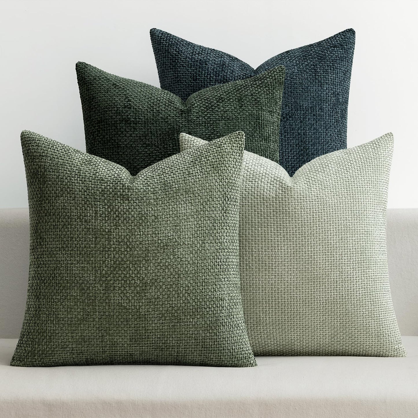 MIULEE Pack of 4 Couch Throw Pillow Covers 18x18 Inch Neutral Soft Decorative Chenille Pillow Covers Farmhouse Boho Cushion Covers for Mid Century Modern Home Decor Sofa Bedroom Living Room