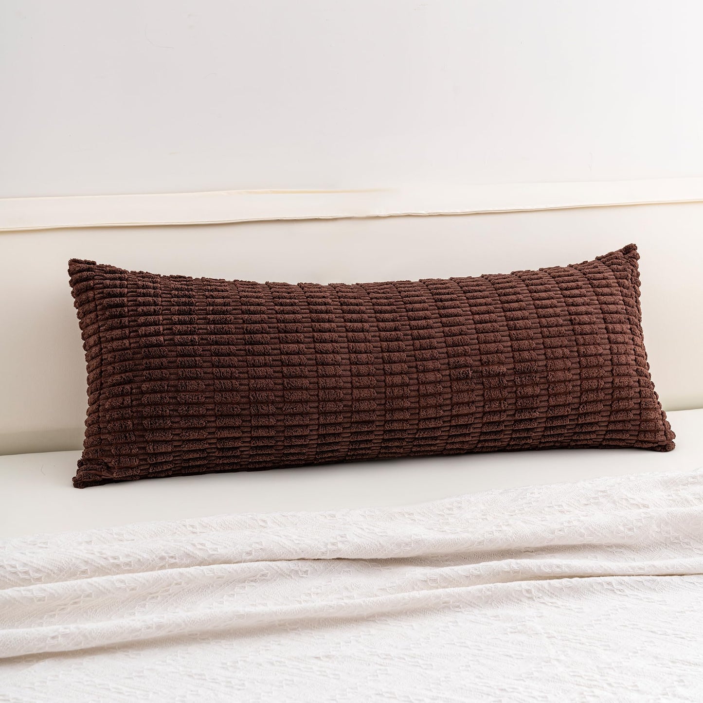 Pack of 2 Corduroy Decorative Throw Pillow Covers 18x18 Inch Soft Striped Pillow Covers Modern Farmhouse Home Decor for Sofa Living Room Couch Bed(Cream White)