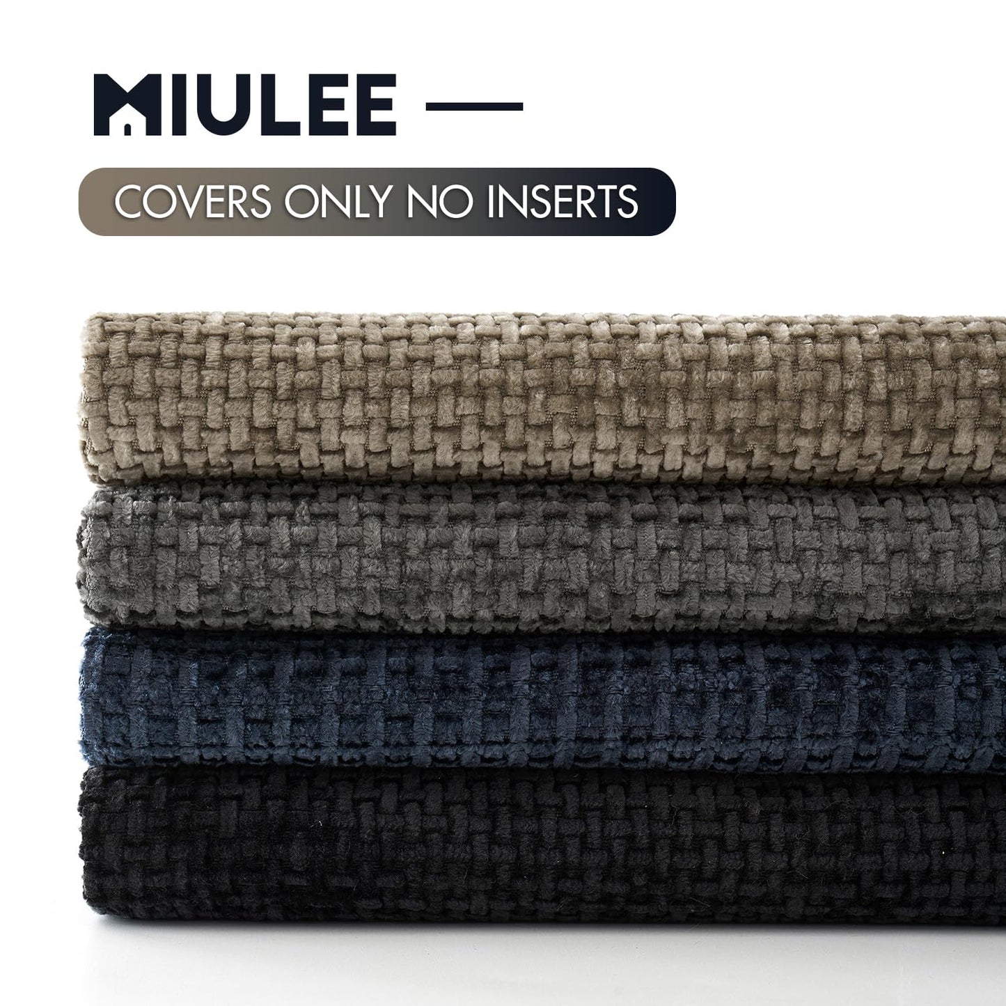 MIULEE Pack of 4 Couch Throw Pillow Covers 18x18 Inch Neutral Soft Decorative Chenille Pillow Covers Farmhouse Boho Cushion Covers for Mid Century Modern Home Decor Sofa Bedroom Living Room