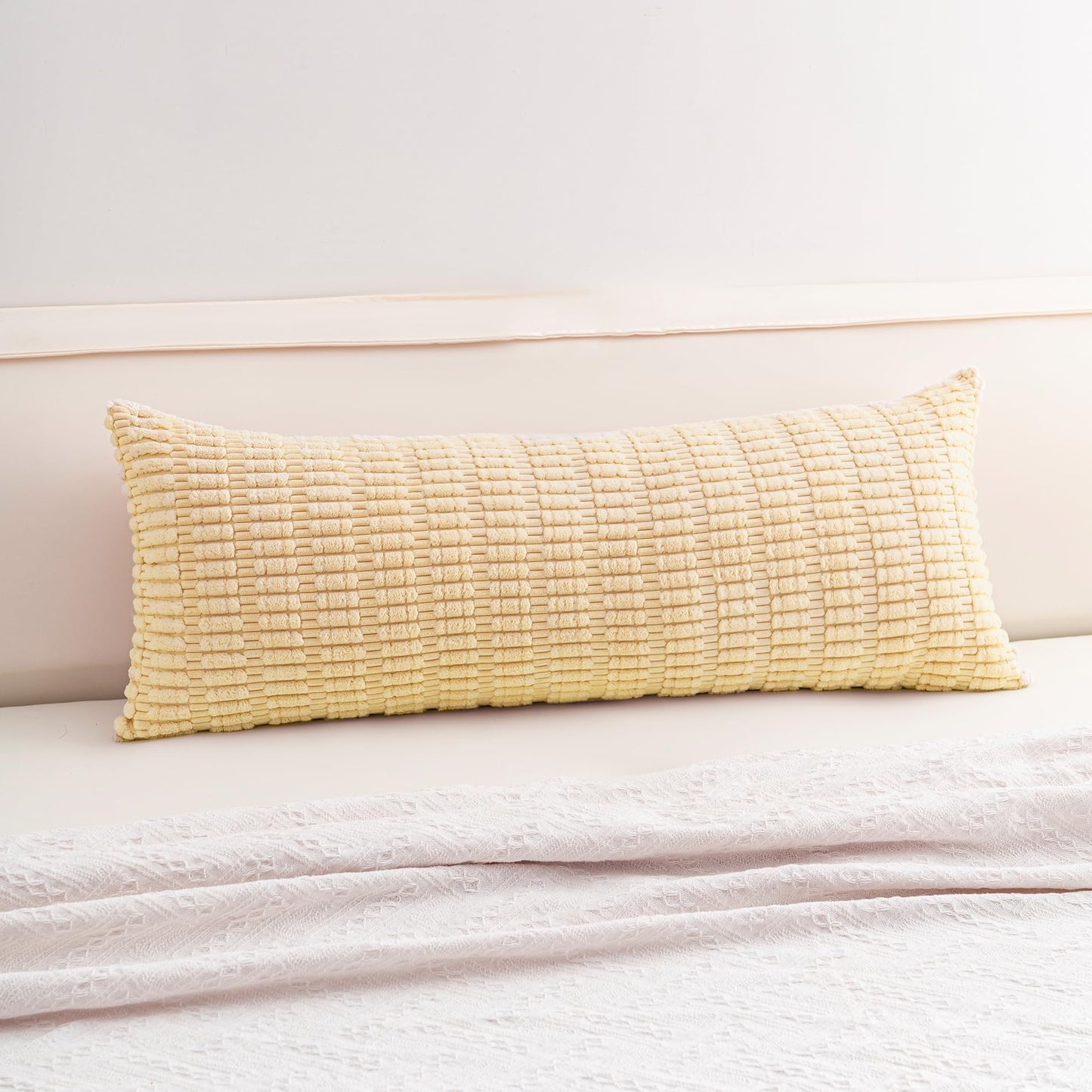 Pack of 2 Corduroy Decorative Throw Pillow Covers 18x18 Inch Soft Striped Pillow Covers Modern Farmhouse Home Decor for Sofa Living Room Couch Bed(Cream White)