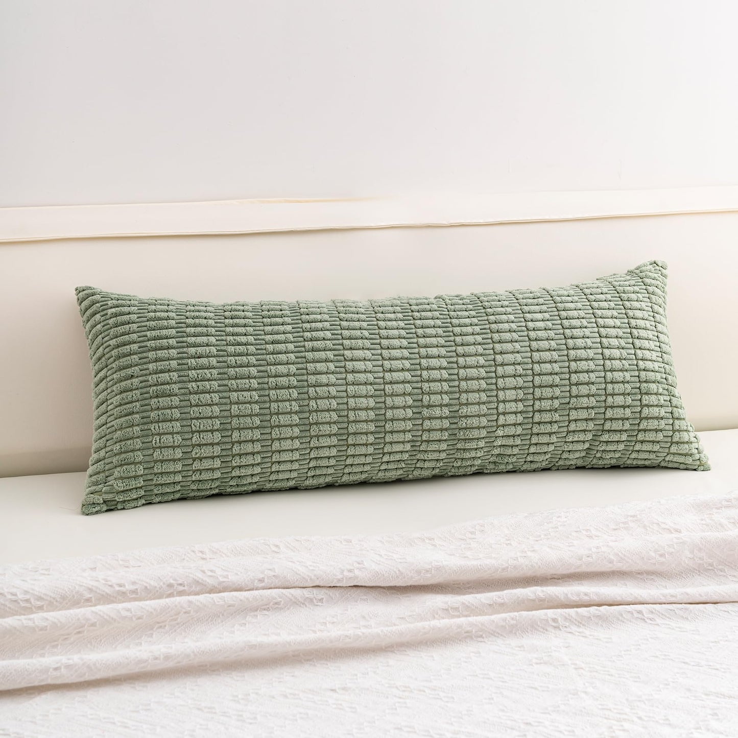 Pack of 2 Corduroy Decorative Throw Pillow Covers 18x18 Inch Soft Striped Pillow Covers Modern Farmhouse Home Decor for Sofa Living Room Couch Bed(Cream White)