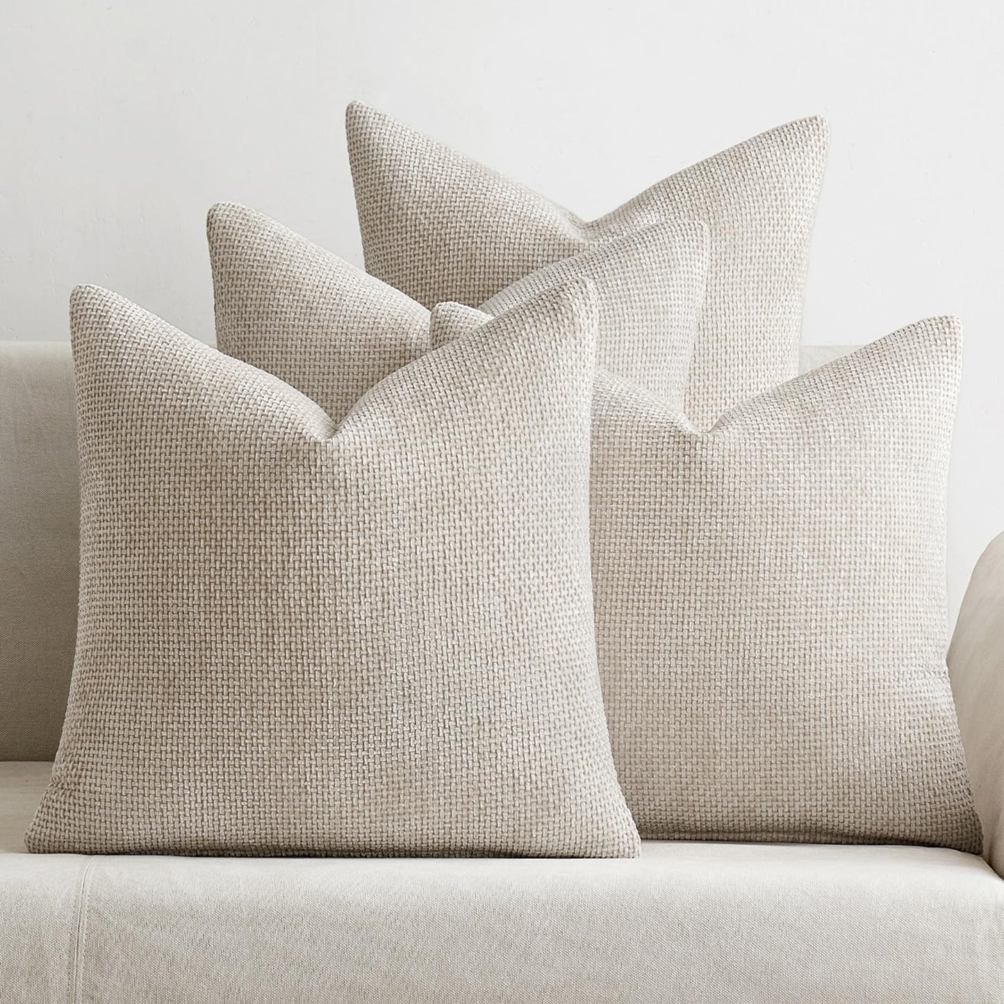MIULEE Pack of 4 Couch Throw Pillow Covers 18x18 Inch Neutral Soft Decorative Chenille Pillow Covers Farmhouse Boho Cushion Covers for Mid Century Modern Home Decor Sofa Bedroom Living Room