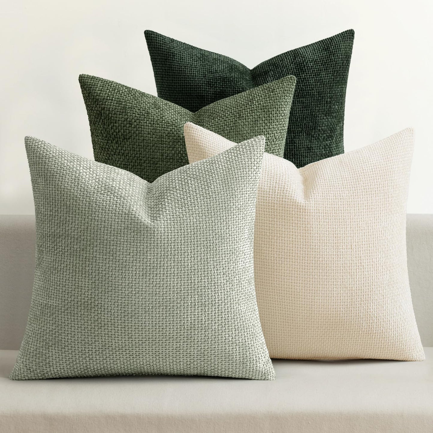 MIULEE Pack of 4 Couch Throw Pillow Covers 18x18 Inch Neutral Soft Decorative Chenille Pillow Covers Farmhouse Boho Cushion Covers for Mid Century Modern Home Decor Sofa Bedroom Living Room