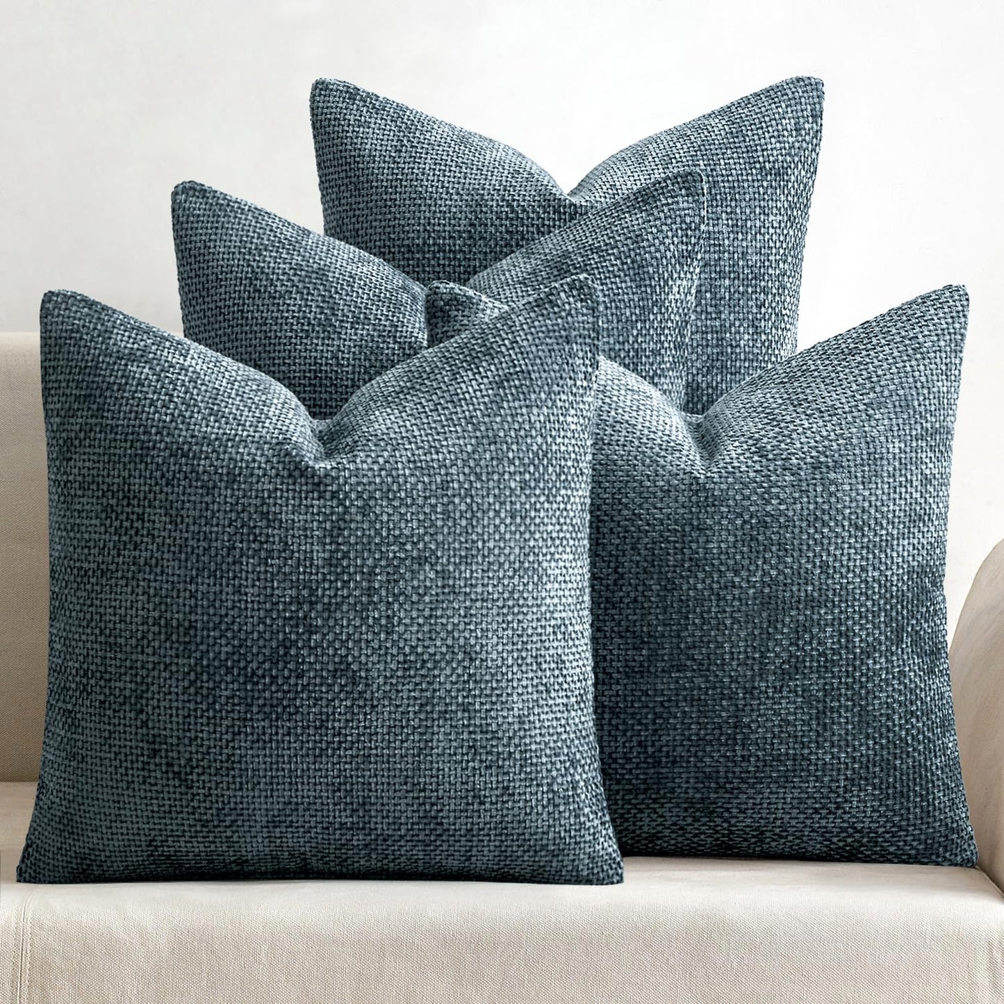 MIULEE Pack of 4 Couch Throw Pillow Covers 18x18 Inch Neutral Soft Decorative Chenille Pillow Covers Farmhouse Boho Cushion Covers for Mid Century Modern Home Decor Sofa Bedroom Living Room
