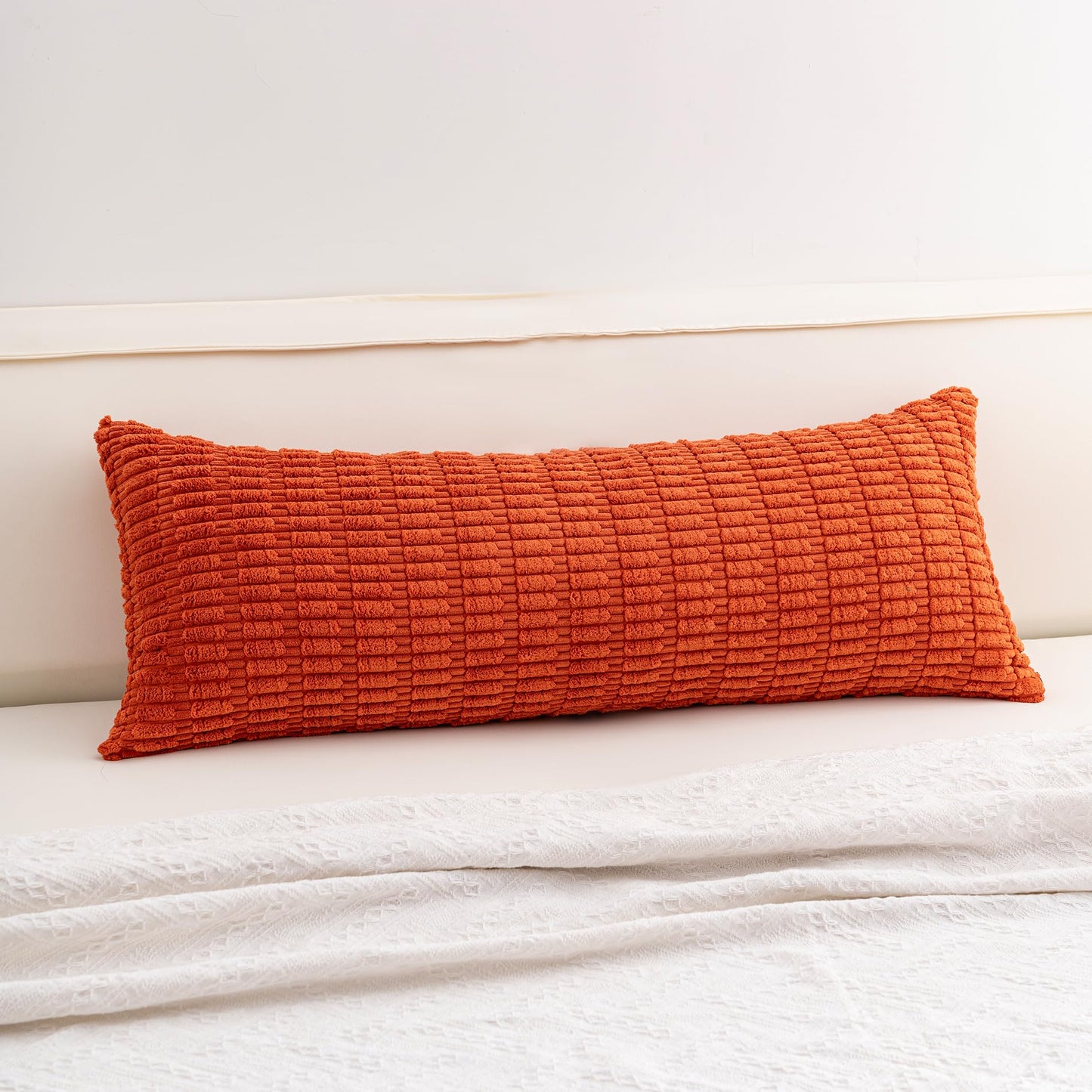 Pack of 2 Corduroy Decorative Throw Pillow Covers 18x18 Inch Soft Striped Pillow Covers Modern Farmhouse Home Decor for Sofa Living Room Couch Bed(Cream White)