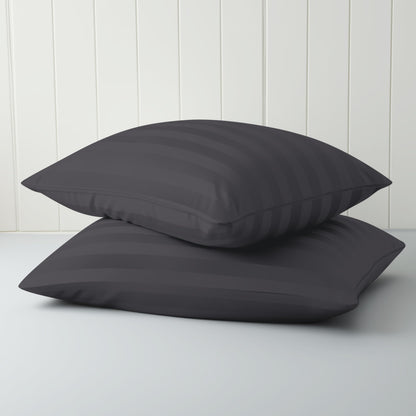 Standard Pillow Protector Set of 4, 100% Egyptian Cotton Pillow Cases with Zipper 400 Thread Count Sateen Weave Cotton Grey Stripe Pillow Protector Standard Size Pillow Covers for Home/Hotel