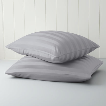 Standard Pillow Protector Set of 4, 100% Egyptian Cotton Pillow Cases with Zipper 400 Thread Count Sateen Weave Cotton Grey Stripe Pillow Protector Standard Size Pillow Covers for Home/Hotel
