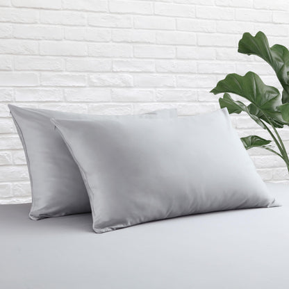 Standard Pillow Protector Set of 4, 100% Egyptian Cotton Pillow Cases with Zipper 400 Thread Count Sateen Weave Cotton Grey Stripe Pillow Protector Standard Size Pillow Covers for Home/Hotel