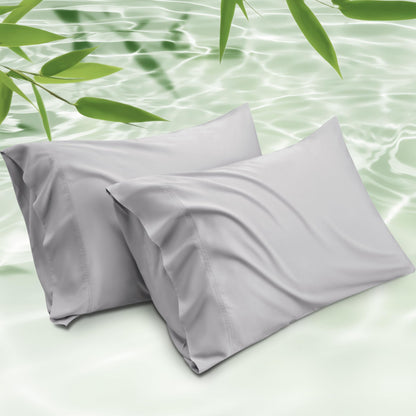 Bedsure Pillow Cases Queen, Cooling Pillow Cases, Rayon Derived from Bamboo Dark Grey Pillowcases Queen Size Set of 2, Breathable & Soft Bedding Pillow Cover with Envelope Closure,Gifts, 20x30 Inches