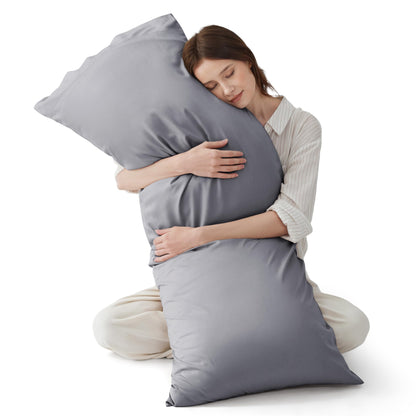 Bedsure Pillow Cases Queen, Cooling Pillow Cases, Rayon Derived from Bamboo Dark Grey Pillowcases Queen Size Set of 2, Breathable & Soft Bedding Pillow Cover with Envelope Closure,Gifts, 20x30 Inches
