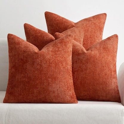 MIULEE Pack of 4 Couch Throw Pillow Covers 18x18 Inch Neutral Soft Decorative Chenille Pillow Covers Farmhouse Boho Cushion Covers for Mid Century Modern Home Decor Sofa Bedroom Living Room