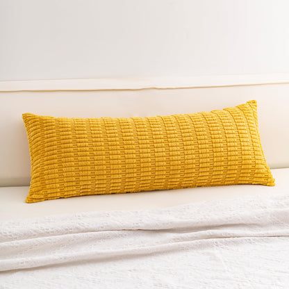 Pack of 2 Corduroy Decorative Throw Pillow Covers 18x18 Inch Soft Striped Pillow Covers Modern Farmhouse Home Decor for Sofa Living Room Couch Bed(Cream White)