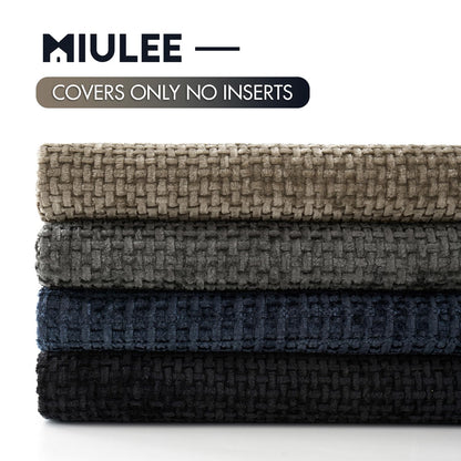 MIULEE Pack of 4 Couch Throw Pillow Covers 18x18 Inch Neutral Soft Decorative Chenille Pillow Covers Farmhouse Boho Cushion Covers for Mid Century Modern Home Decor Sofa Bedroom Living Room