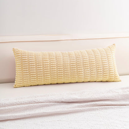 Pack of 2 Corduroy Decorative Throw Pillow Covers 18x18 Inch Soft Striped Pillow Covers Modern Farmhouse Home Decor for Sofa Living Room Couch Bed(Cream White)