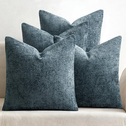 MIULEE Pack of 4 Couch Throw Pillow Covers 18x18 Inch Neutral Soft Decorative Chenille Pillow Covers Farmhouse Boho Cushion Covers for Mid Century Modern Home Decor Sofa Bedroom Living Room