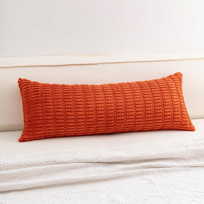 Pack of 2 Corduroy Decorative Throw Pillow Covers 18x18 Inch Soft Striped Pillow Covers Modern Farmhouse Home Decor for Sofa Living Room Couch Bed(Cream White)