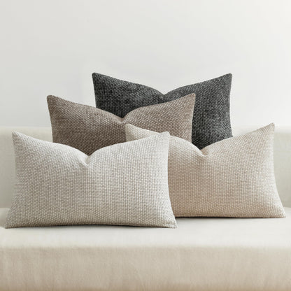 MIULEE Pack of 4 Couch Throw Pillow Covers 18x18 Inch Neutral Soft Decorative Chenille Pillow Covers Farmhouse Boho Cushion Covers for Mid Century Modern Home Decor Sofa Bedroom Living Room