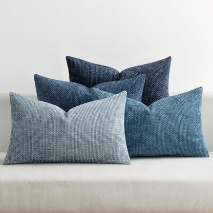 MIULEE Pack of 4 Couch Throw Pillow Covers 18x18 Inch Neutral Soft Decorative Chenille Pillow Covers Farmhouse Boho Cushion Covers for Mid Century Modern Home Decor Sofa Bedroom Living Room